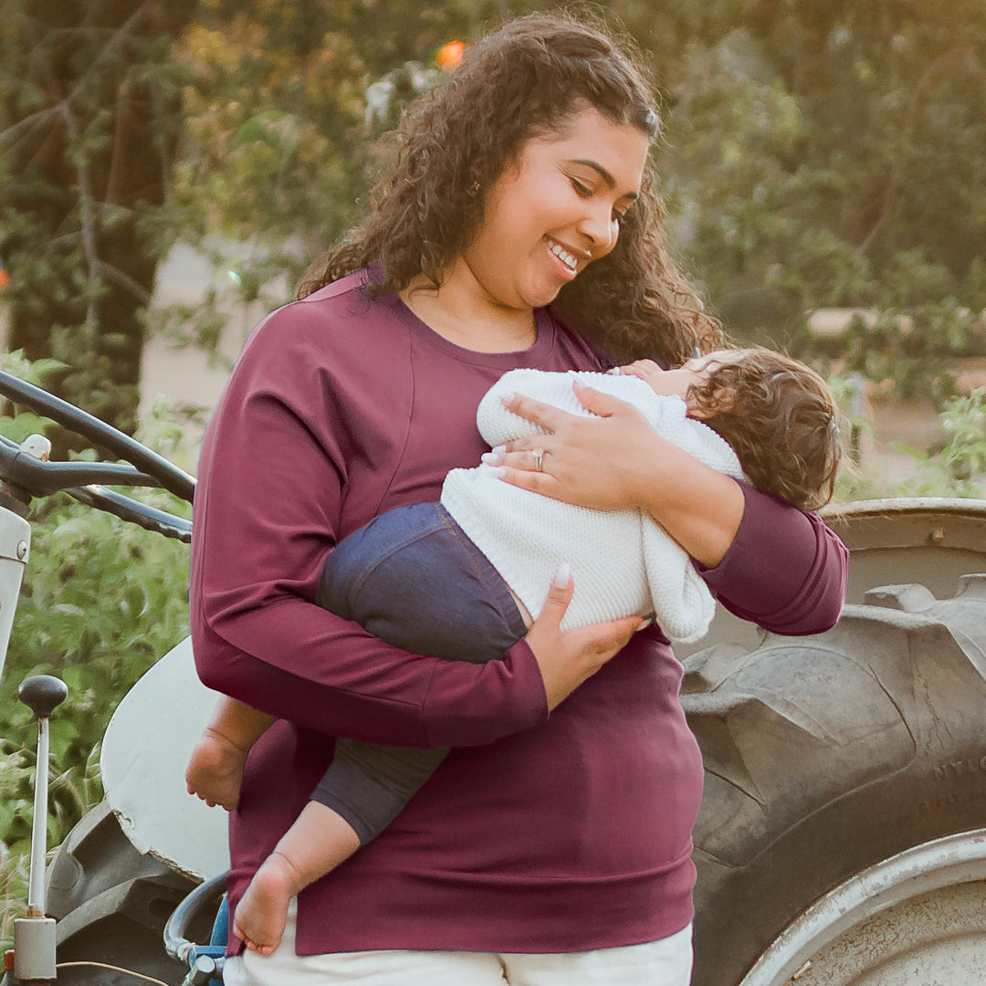 Bamboo Maternity & Nursing Crew Neck Sweatshirt | Fig