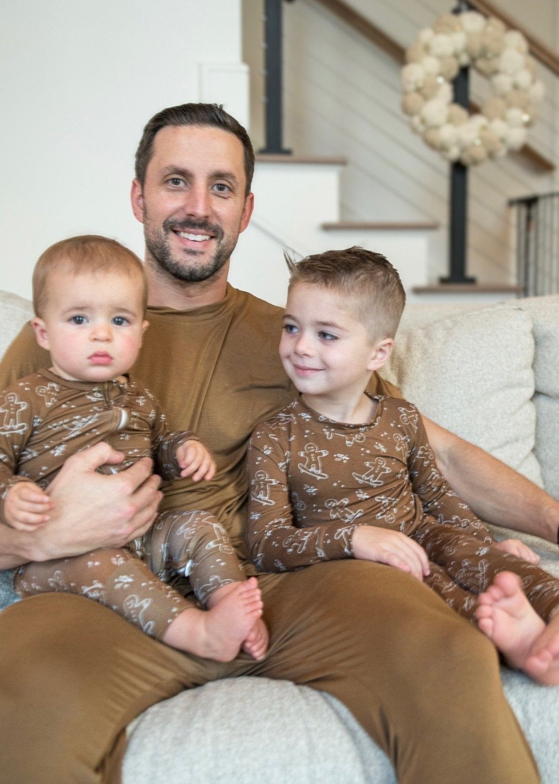 Bamboo Toddler And Kids Christmas Pajamas | Matching Family Holiday Set - Skating Gingerbread