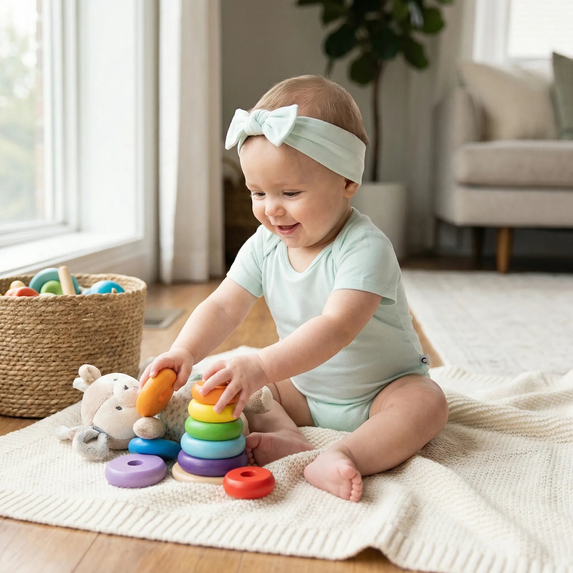 Bamboo Baby Bodysuit In Mint