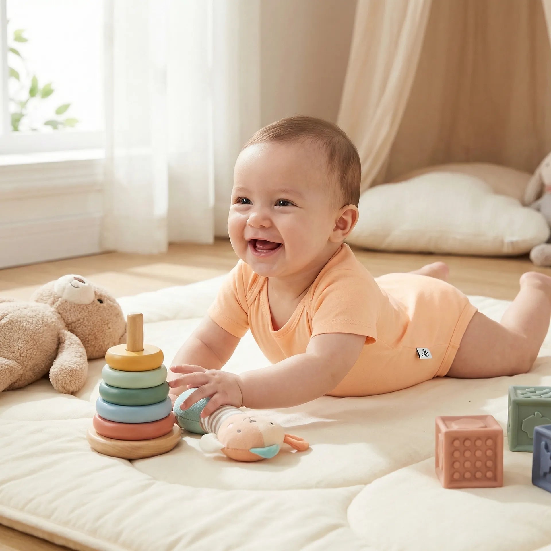 Bamboo Baby Bodysuit In Peach Fuzz