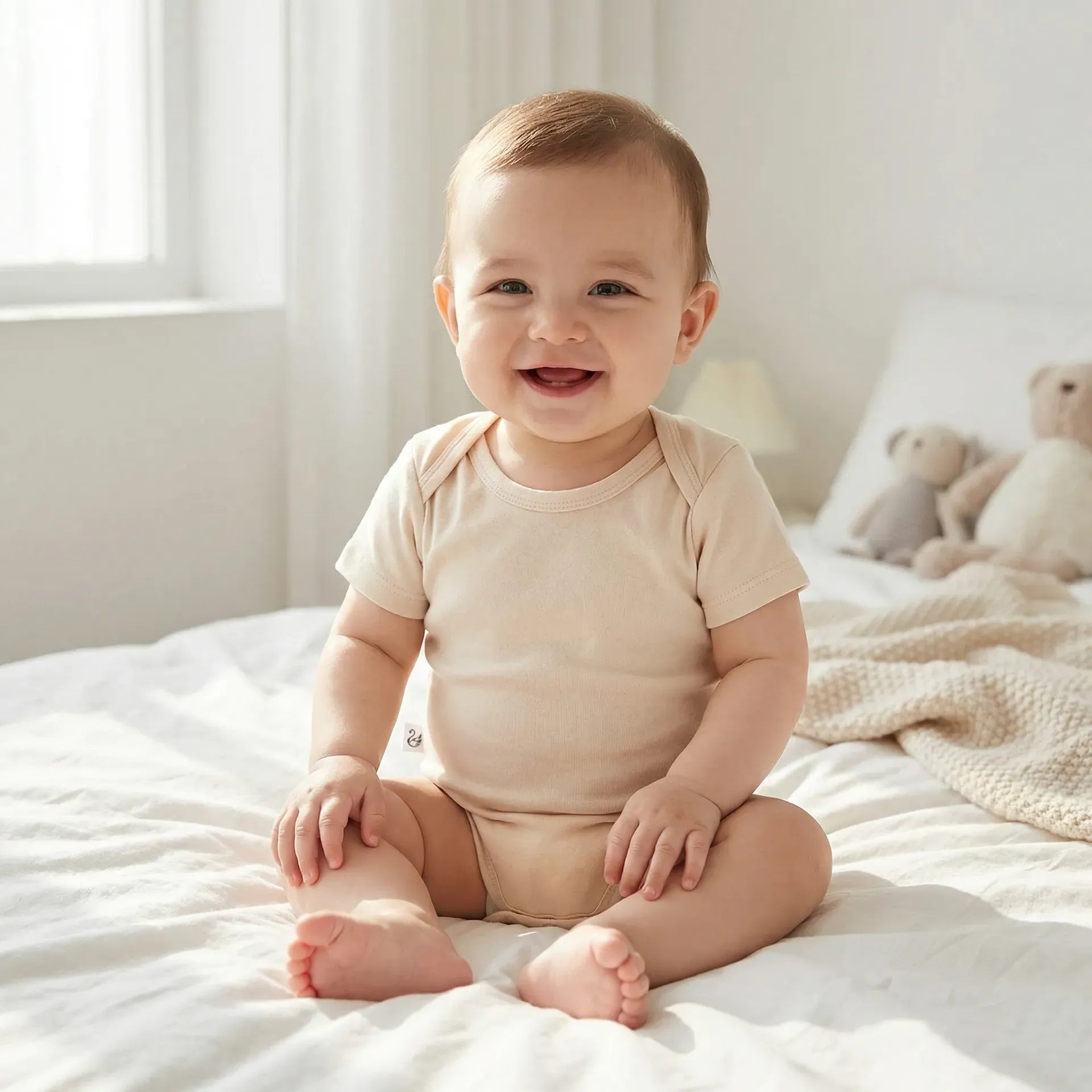Bamboo Baby Bodysuit In Sand