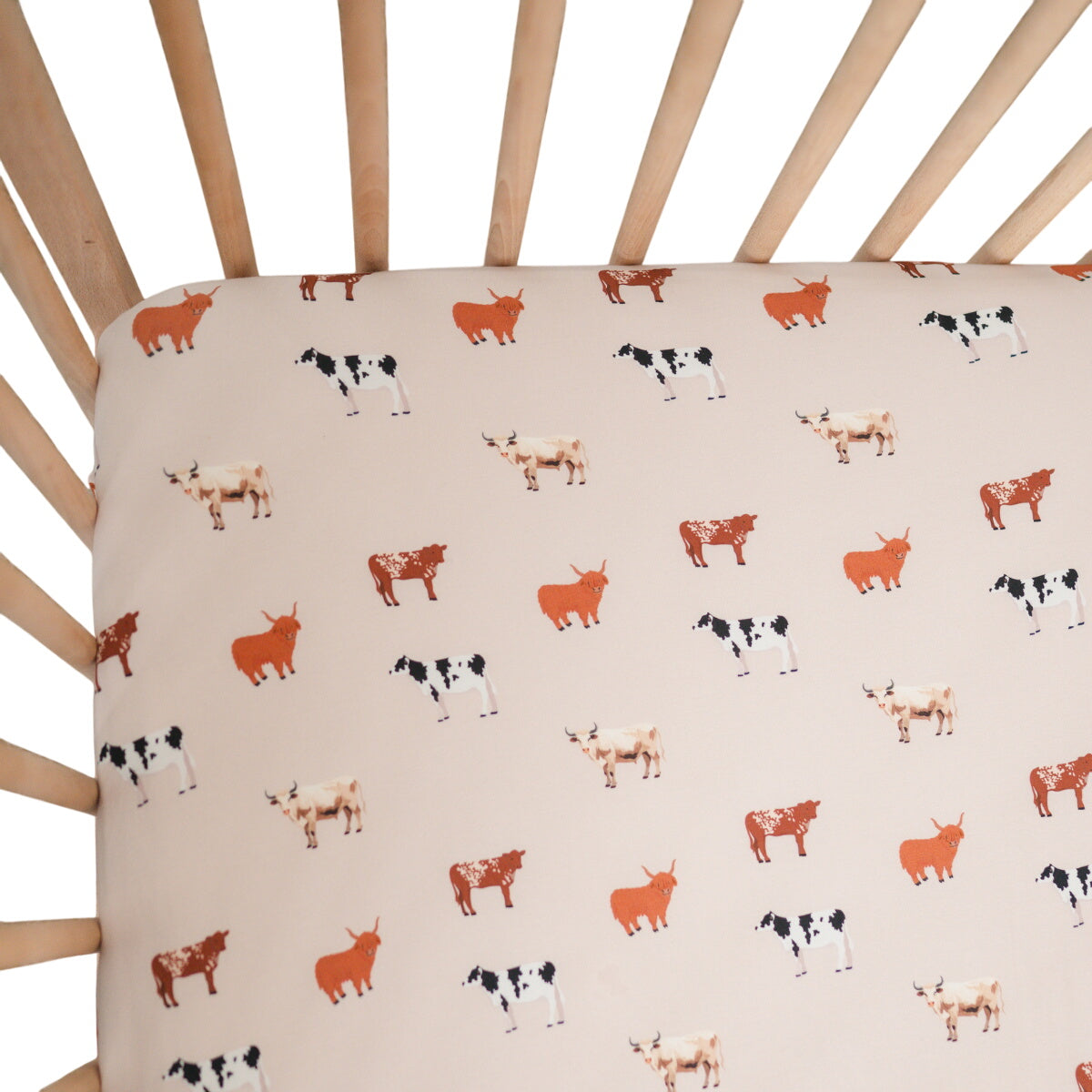 Stretch Crib Sheet, Oatmeal Cow