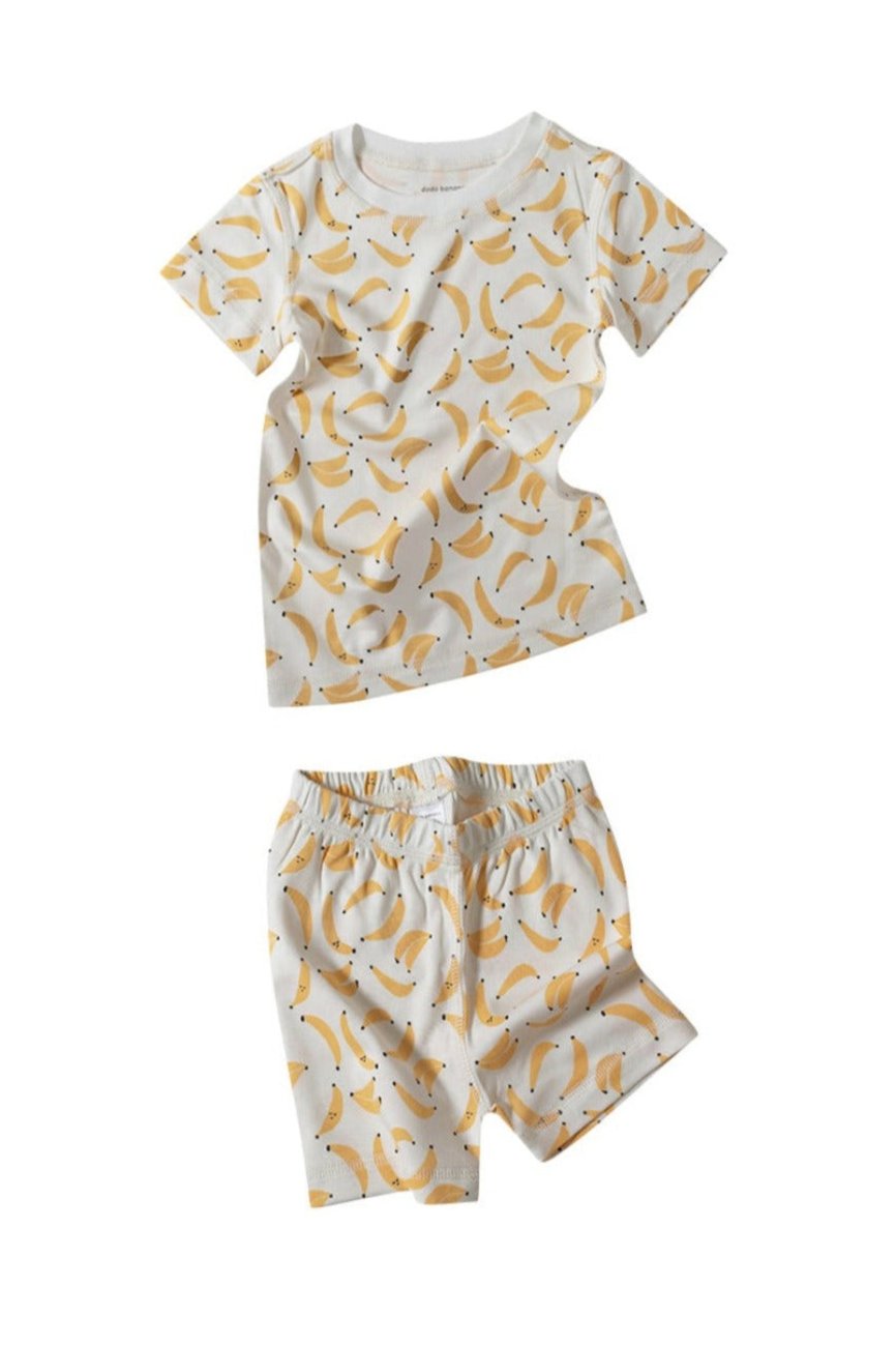 Banana Print Organic Pima Cotton Shorts Pajama Set