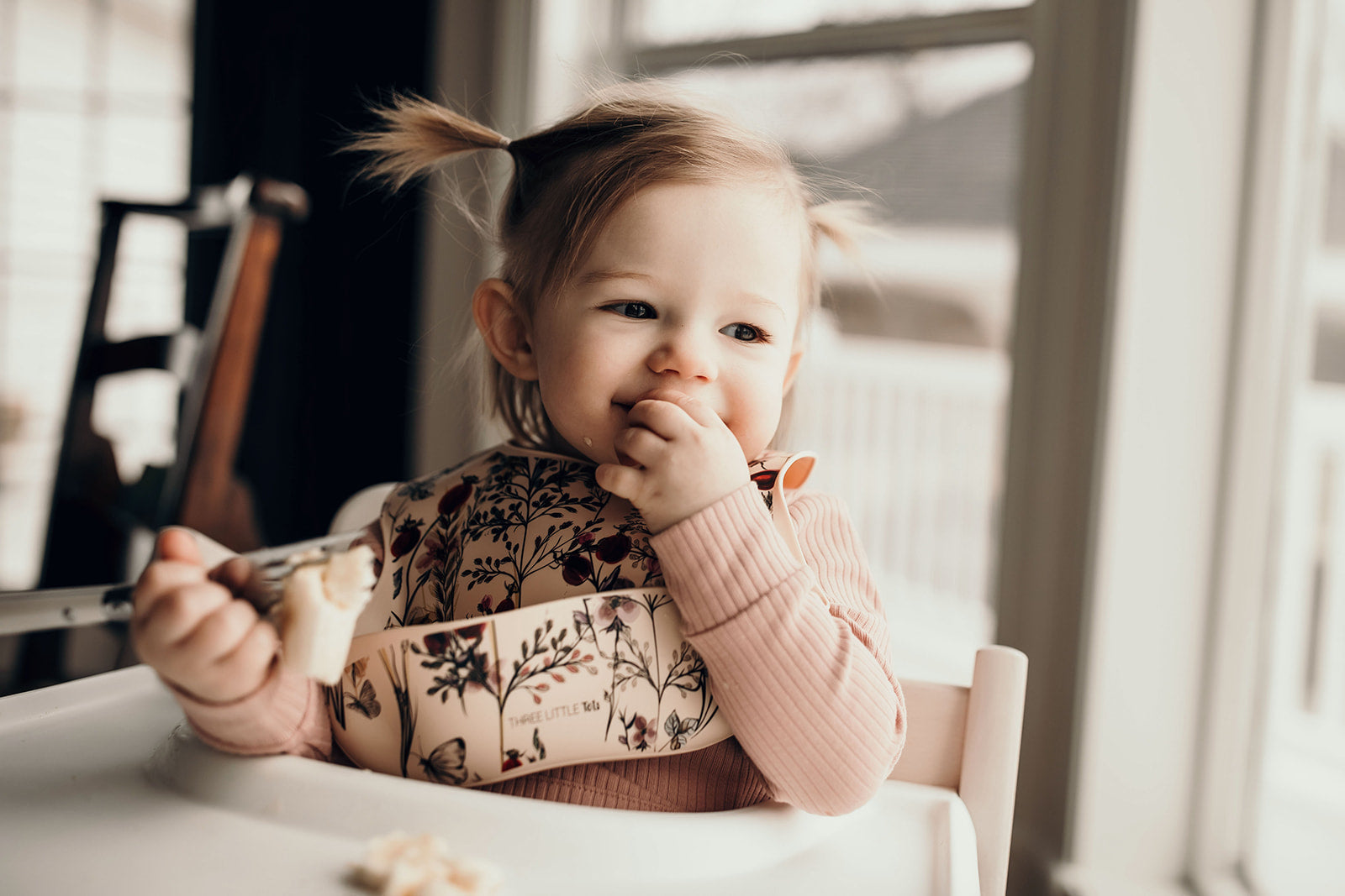 Floral Silicone Bib With Crumb Catcher