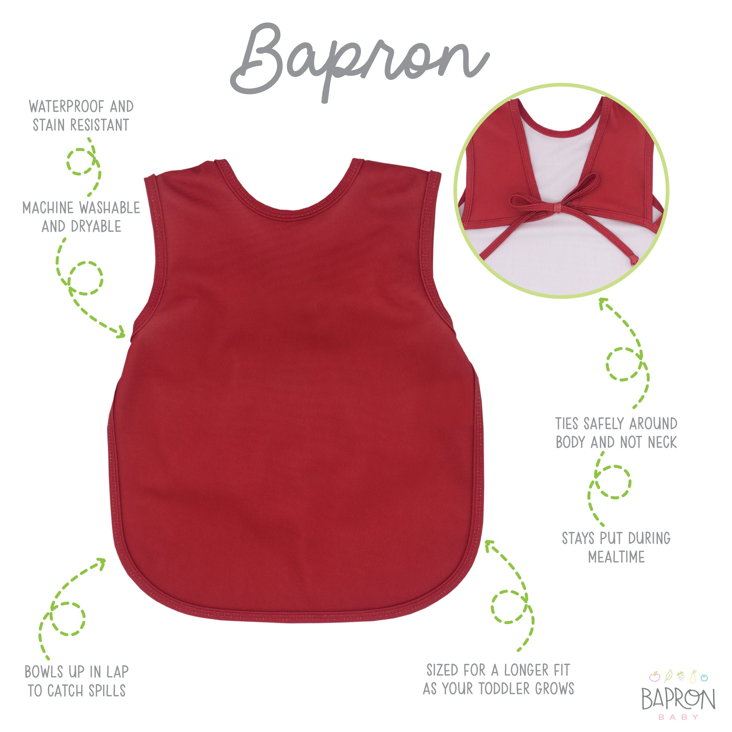 Solid Cranberry Minimalist Bapron