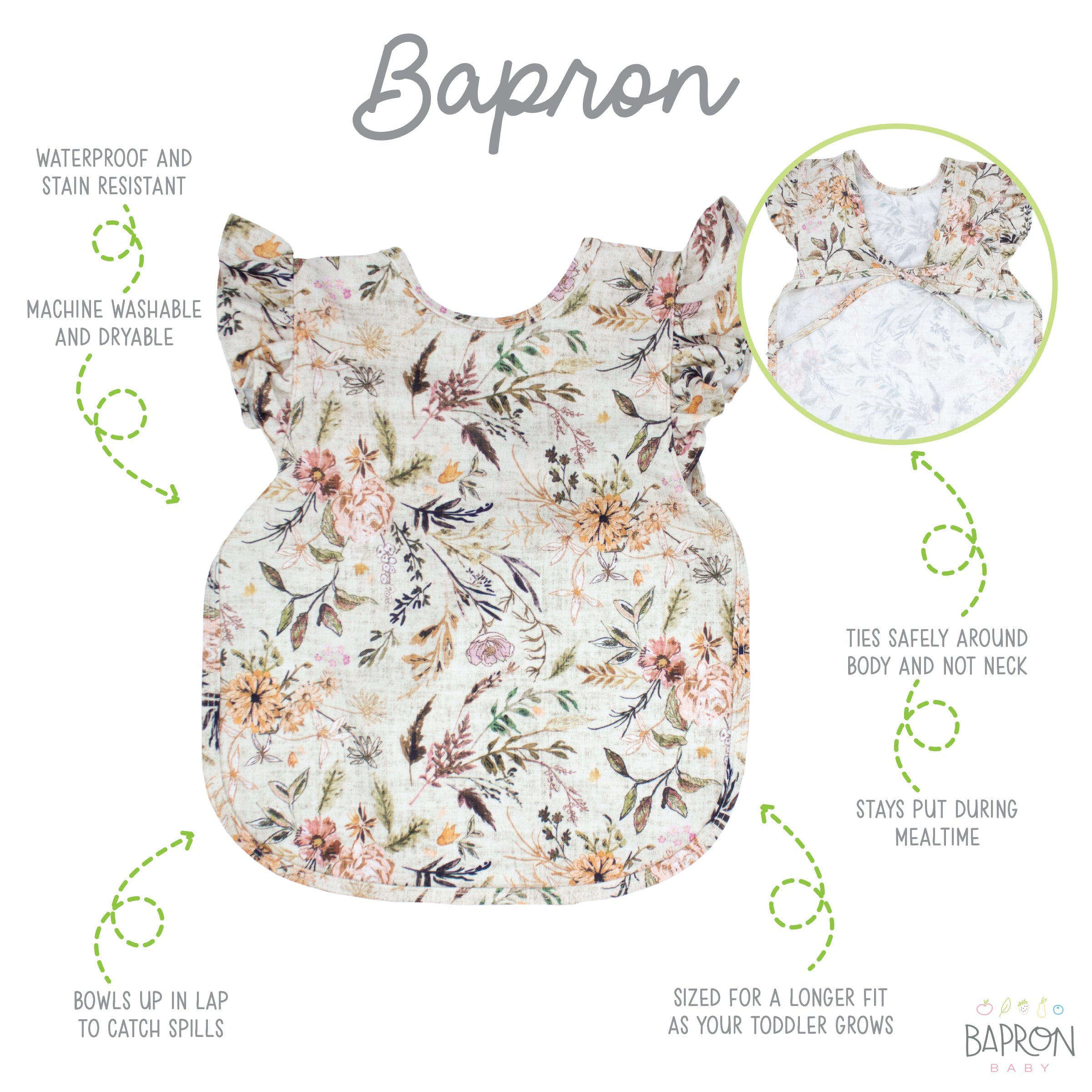 Delilah Floral Flutter Bapron