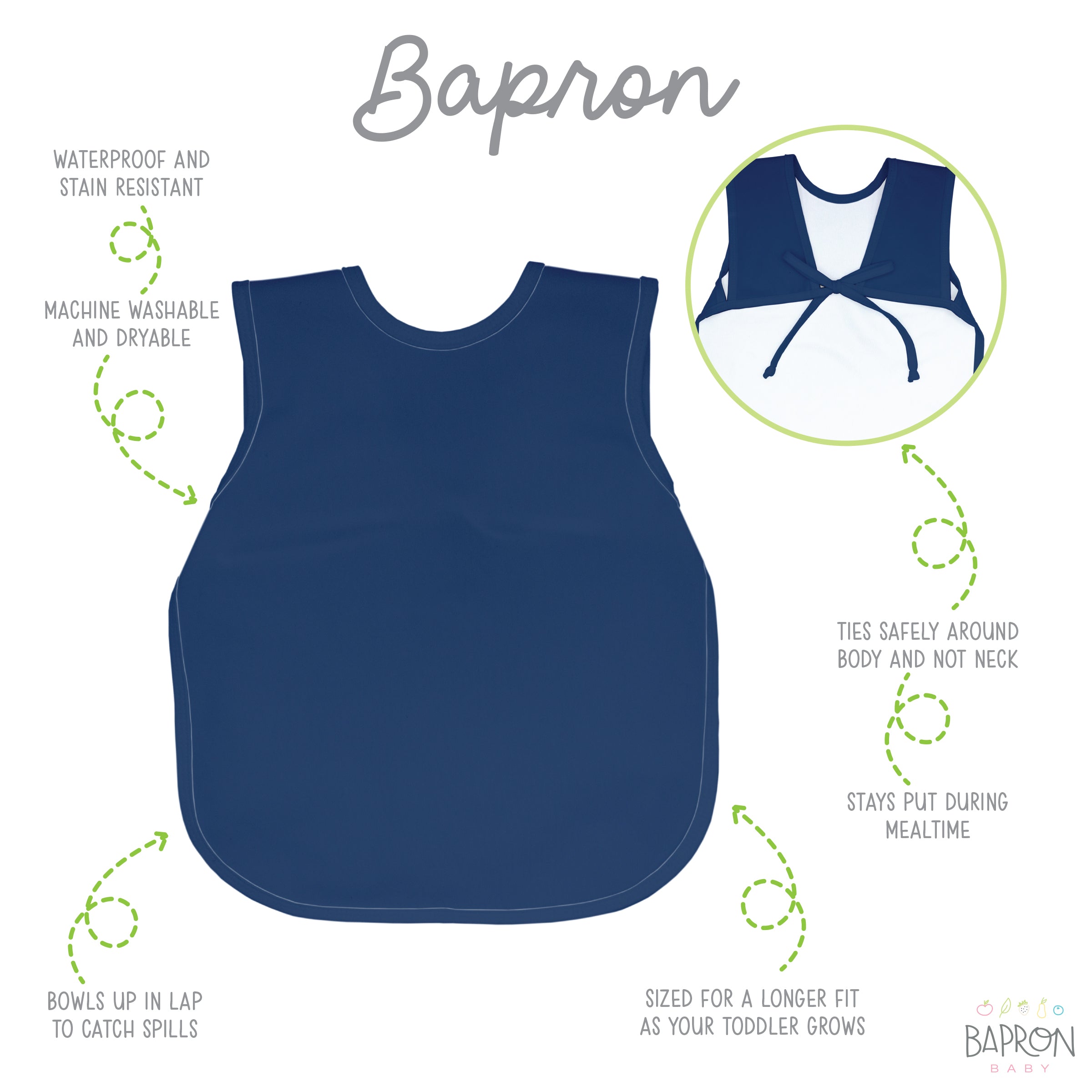 Solid Navy Minimalist Bapron