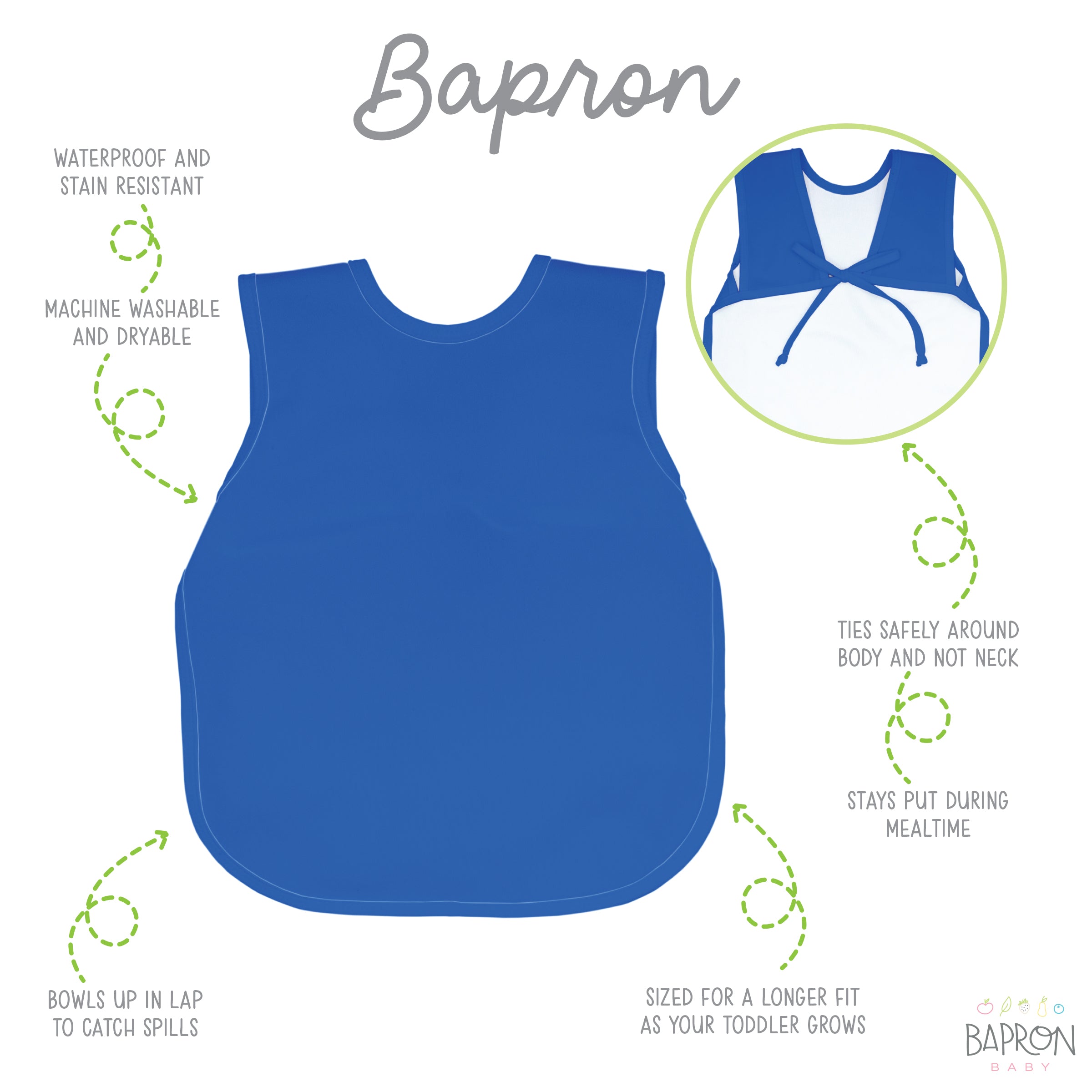 Solid Royal Blue Minimalist Bapron