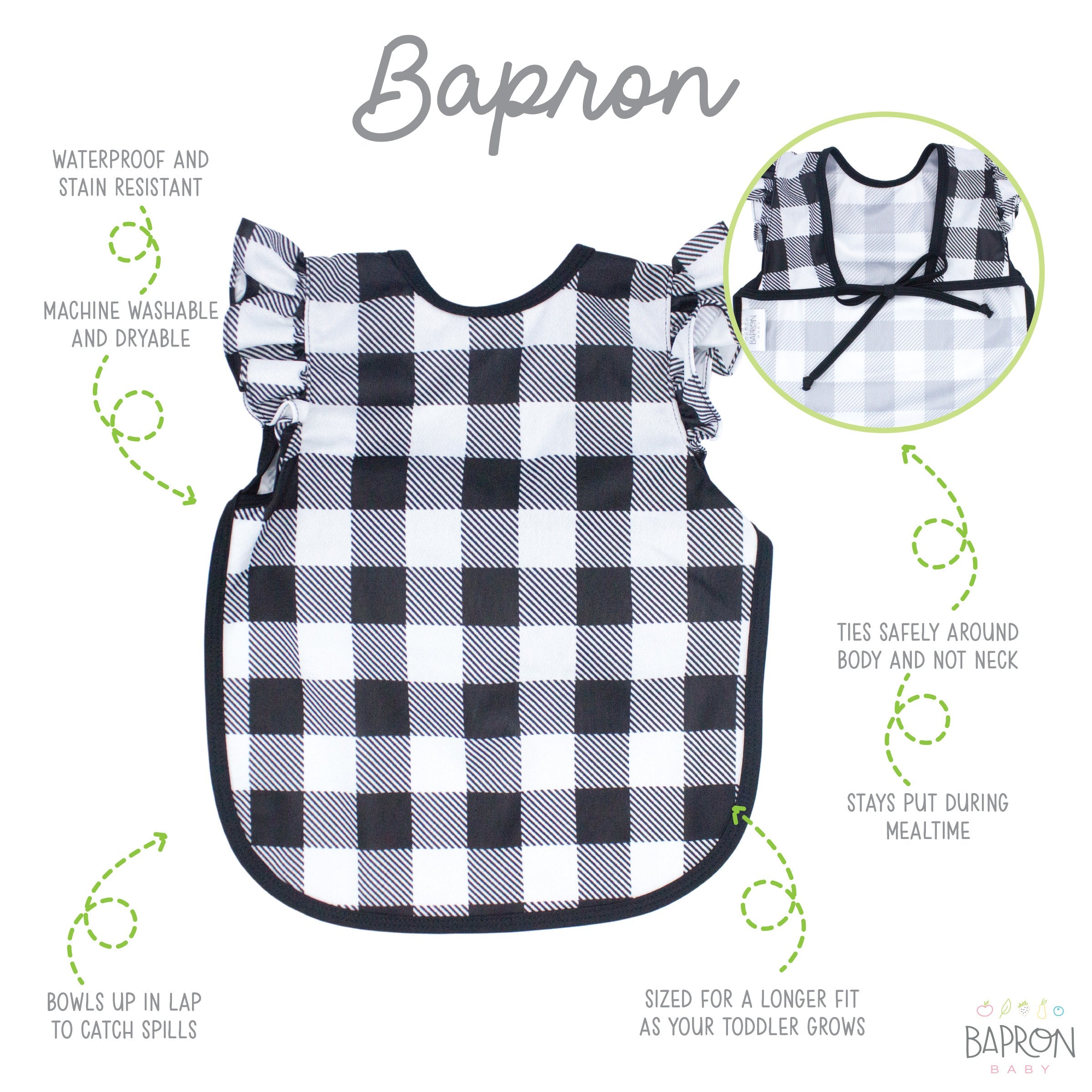 White Buffalo Plaid Flutter Bapron