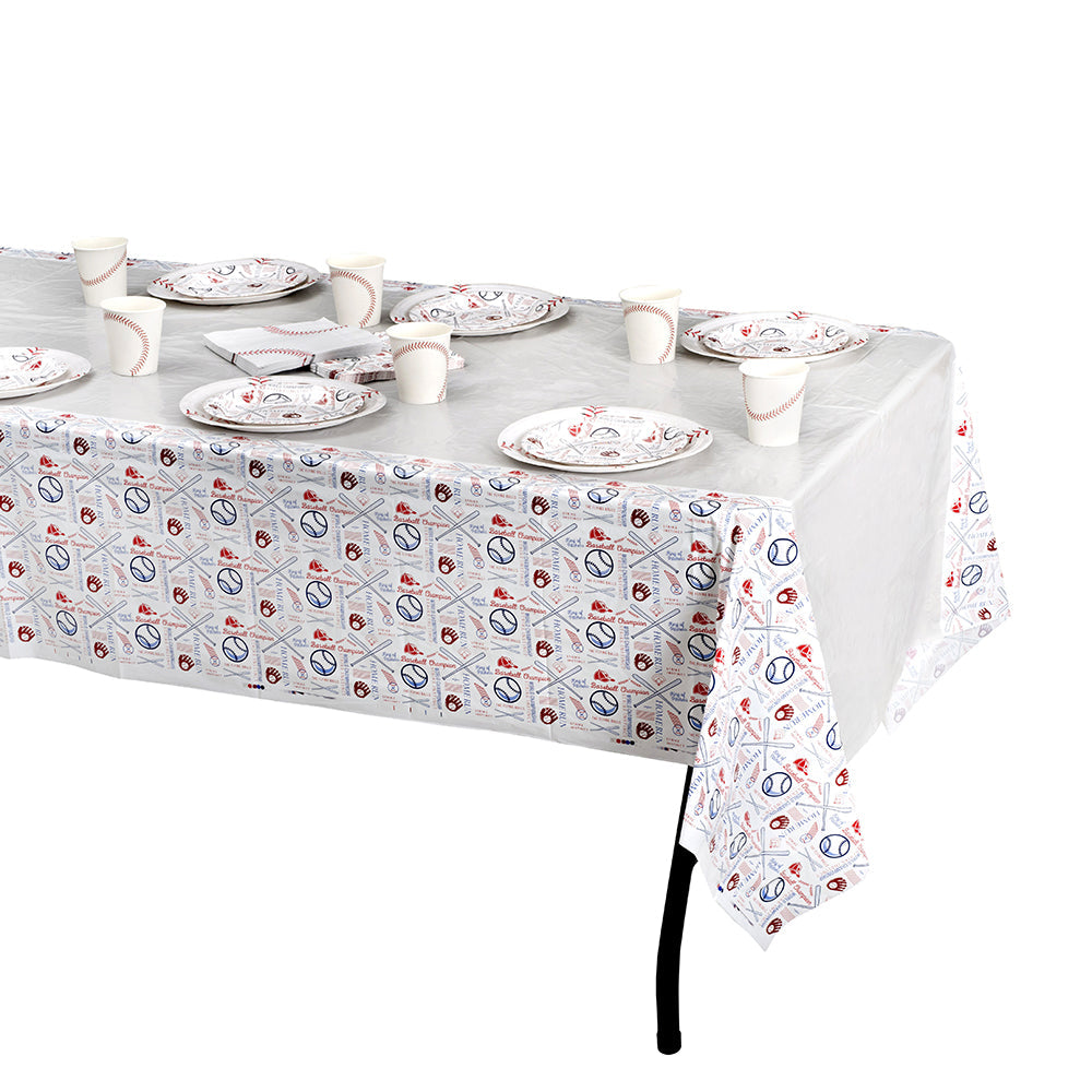 Baseball Themed Pattern Table Cloth 8 Pack