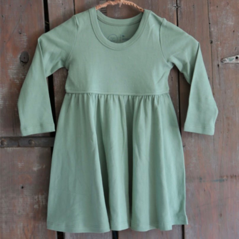 Long Sleeve Twirl Dress | Basil Green