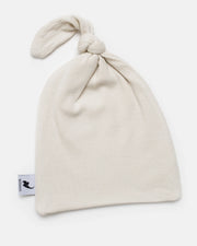 Oatmeal Ribbed Top Knot Hat