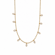 Beaded Cz Marquise Necklace