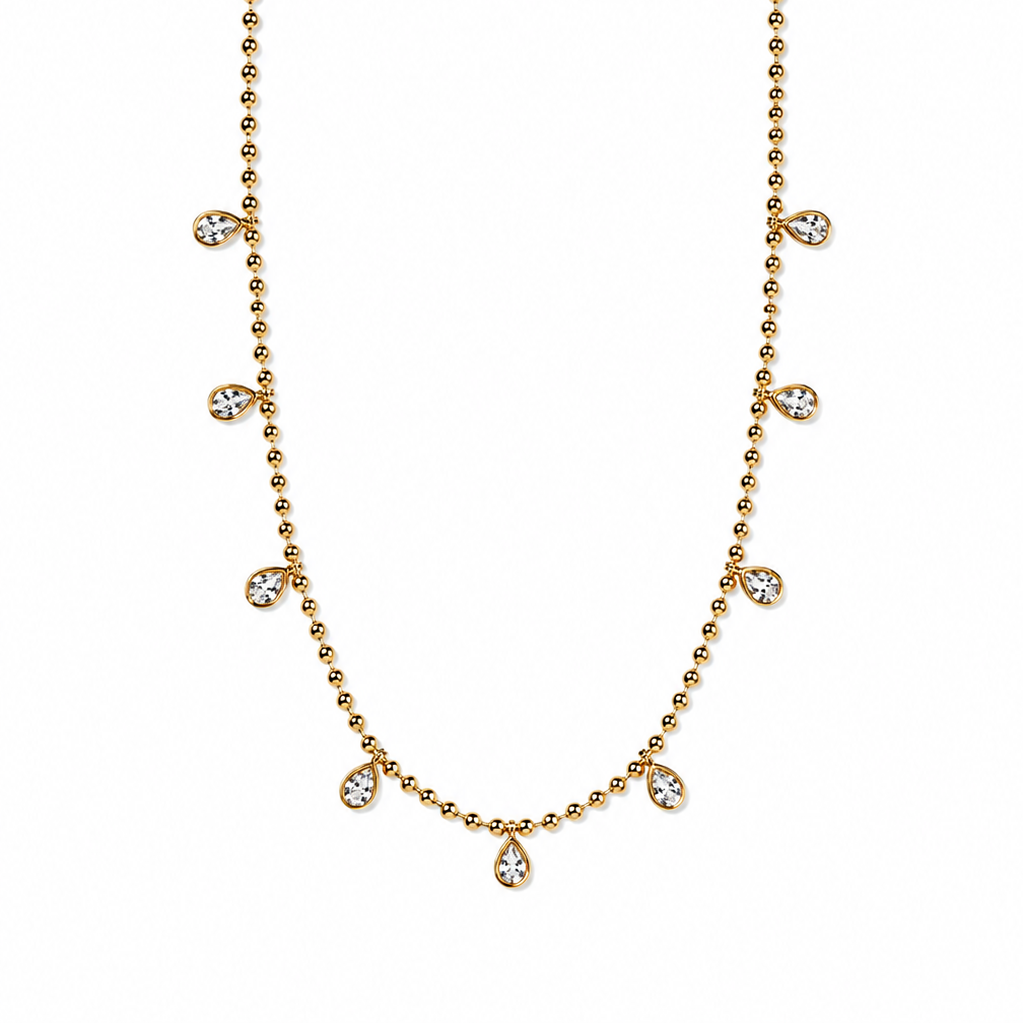 Beaded Cz Teardrop Necklace