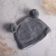 Pom Pom Baby Beanie Lt Grey Mel