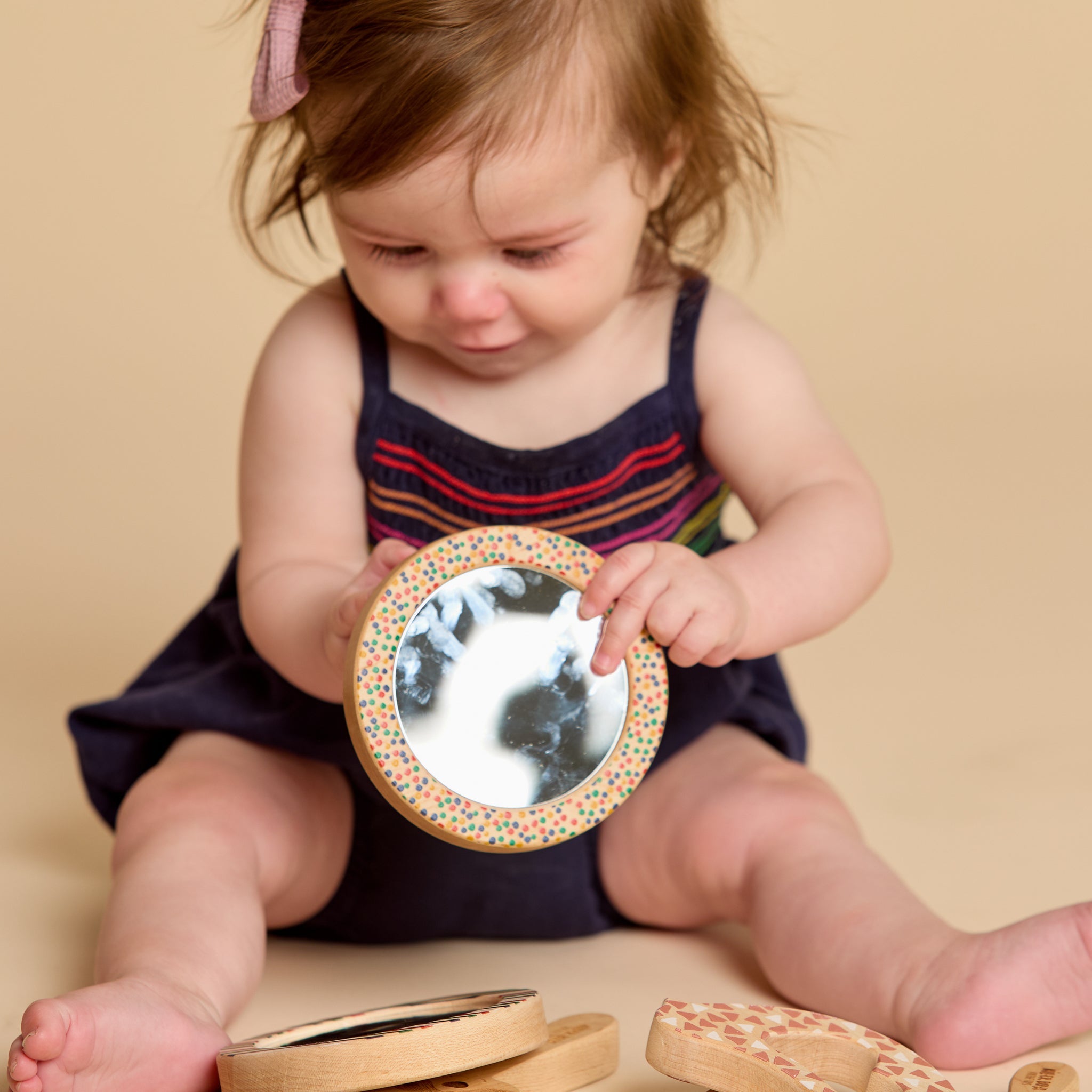 Printed Bear Single-piece Rattle And Matching Mirror
