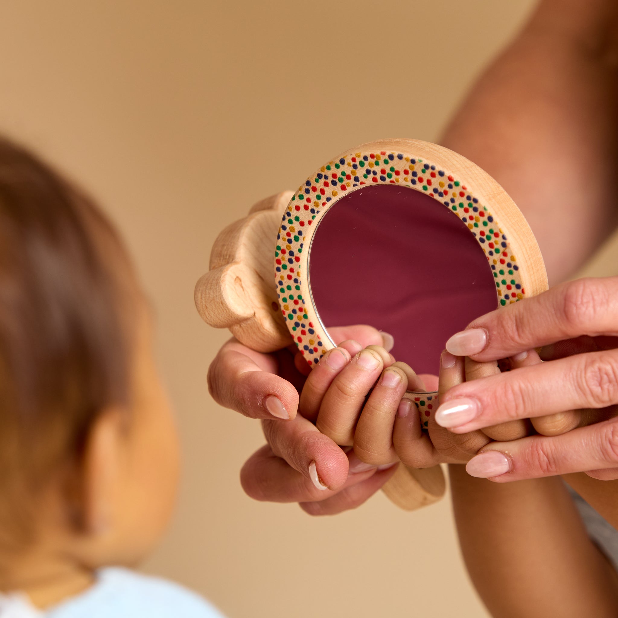 Printed Bear Single-piece Rattle And Matching Mirror