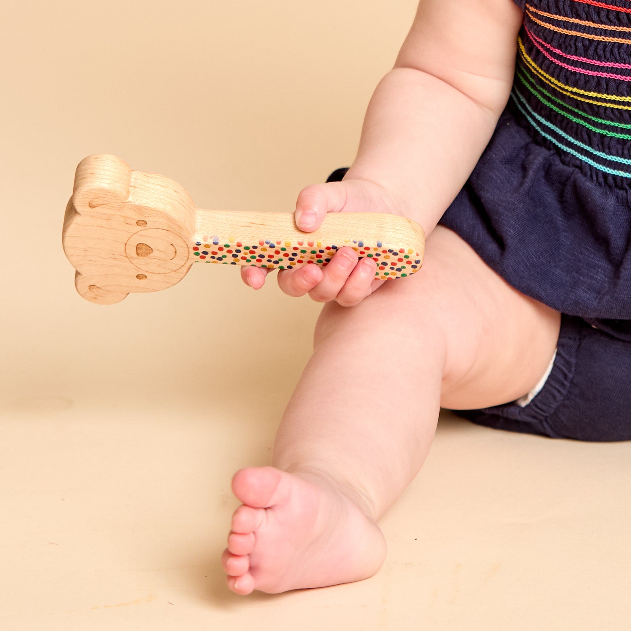 Printed Bear Single-piece Rattle And Matching Mirror