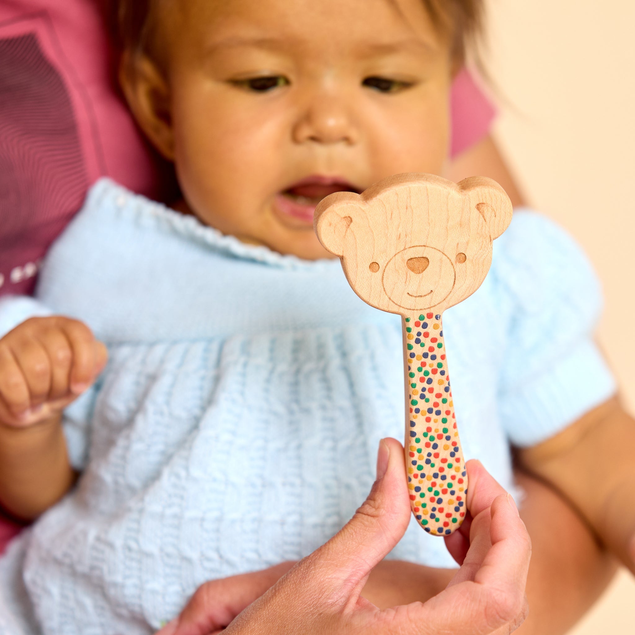 Printed Bear Single-piece Rattle And Matching Mirror