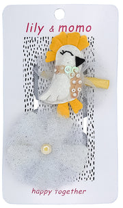 Beautiful Birdie Kids Hair Clip- Tropical White And Yellow