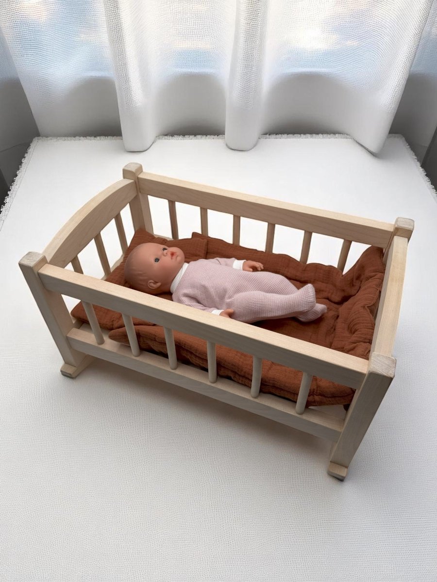 Bebenita | Wooden Baby Doll Cradle Bed In Natural Birch