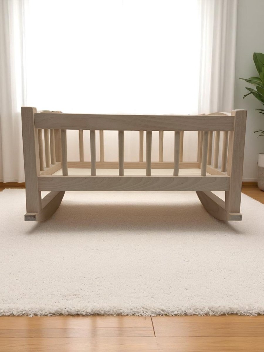 Bebenita | Wooden Baby Doll Cradle Bed In Natural Birch