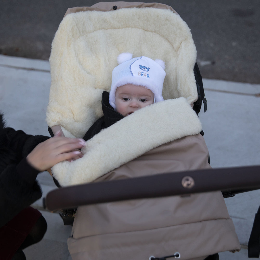 Beige Organic Wool Adjustable Footmuff
