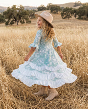 Bella Soft Sage Twirl Ruffles Dress