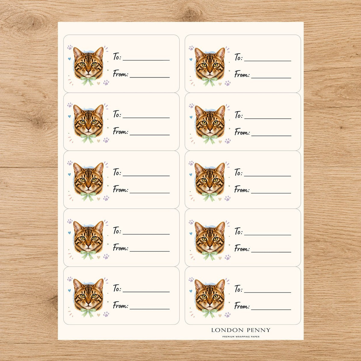 Bengal Purrfectly Yours Gift Tag Sticker Sheet