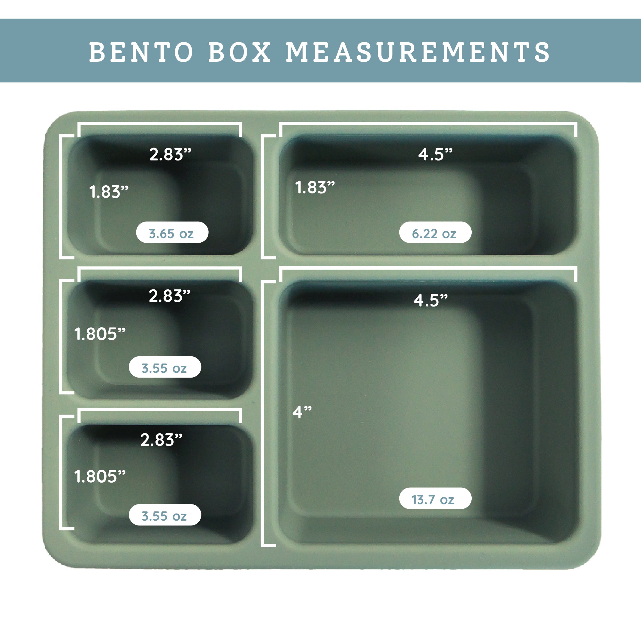 Silicone Bento Box Solid Sage Green