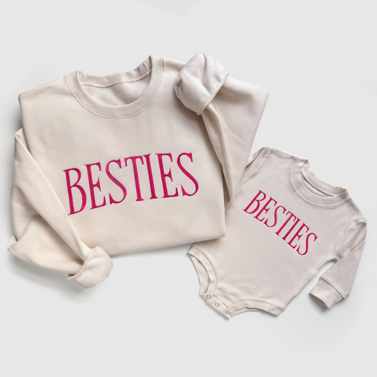 Besties Matching Outfits | Mom And Mini Embroidered Set