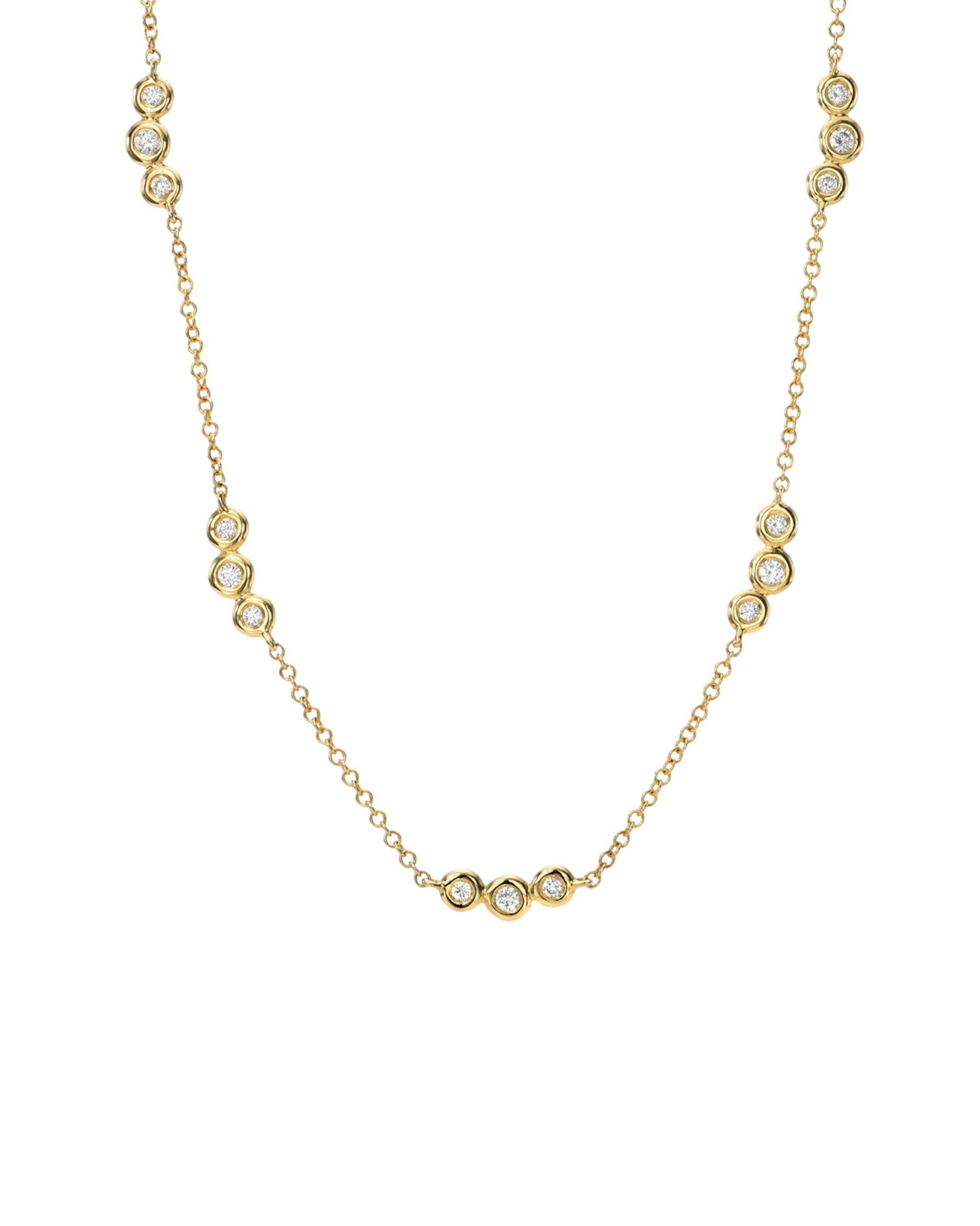 Bezel Diamond Trio Segment Necklace