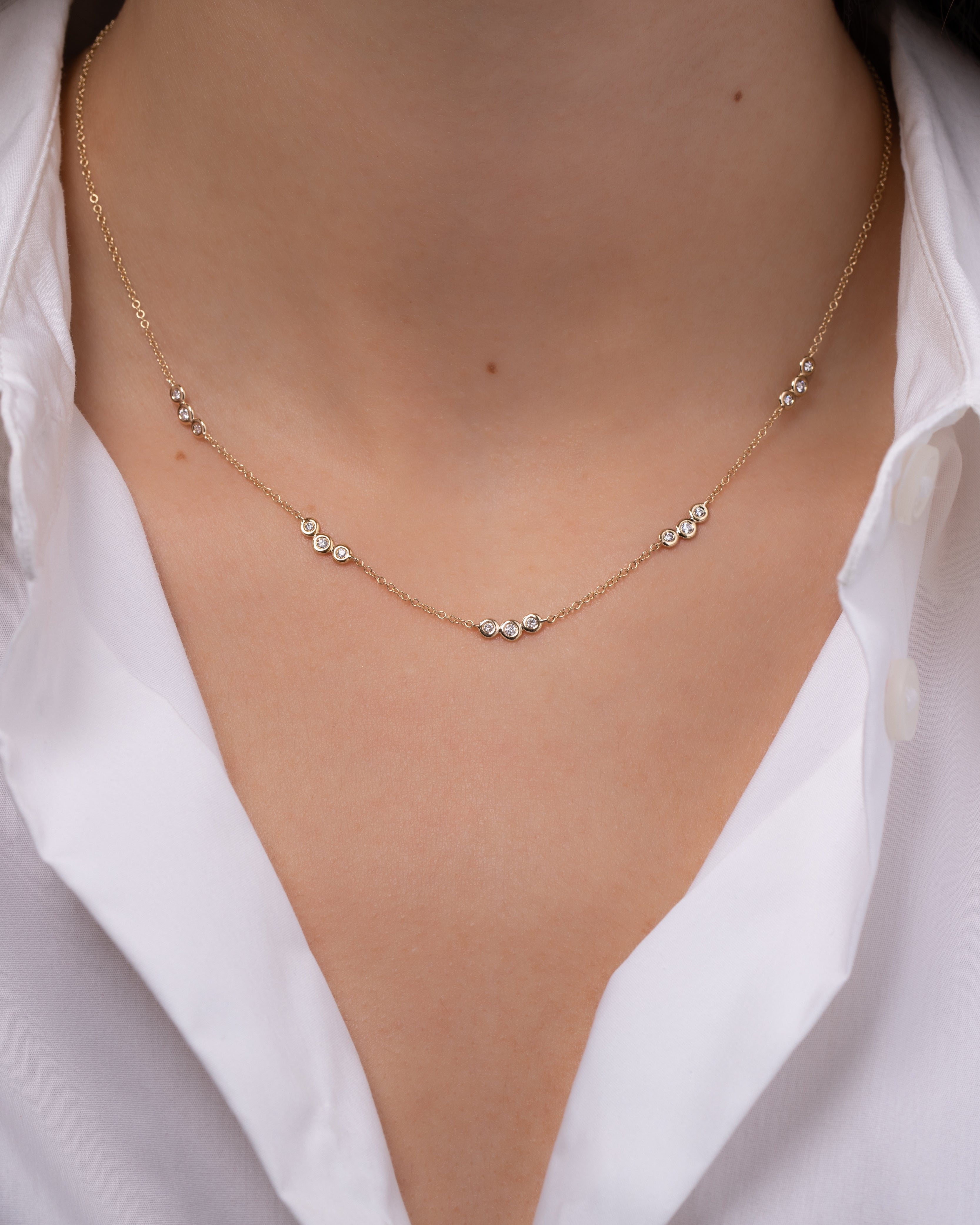 Bezel Diamond Trio Segment Necklace