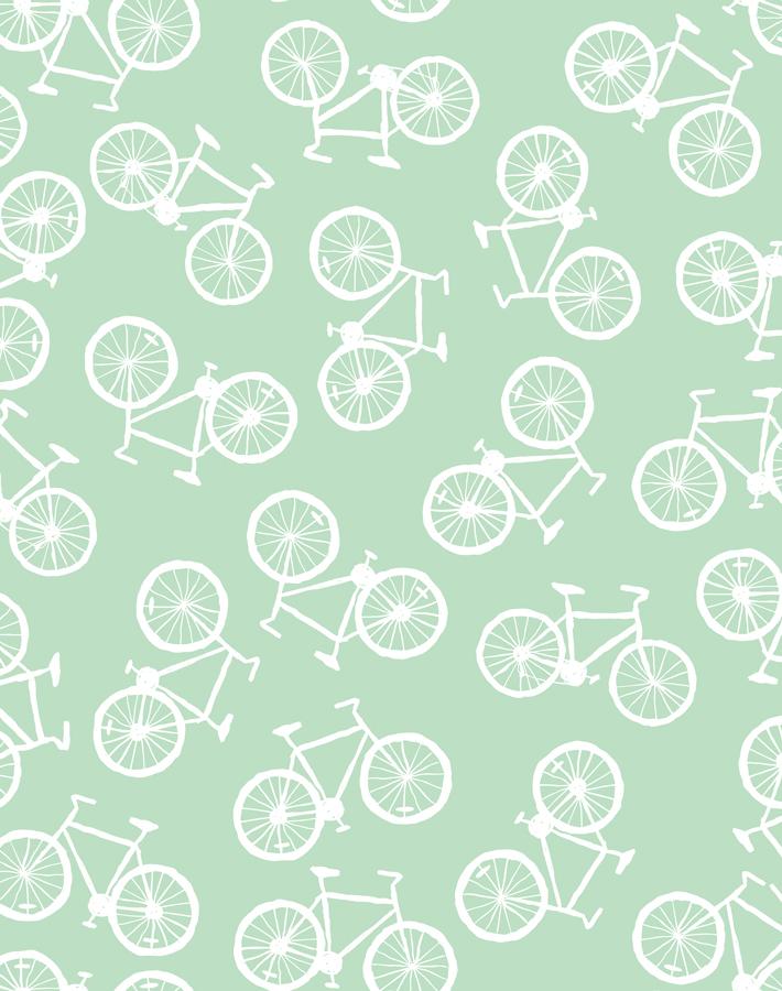'bicycles' Wallpaper By Tea Collection - Aventurine