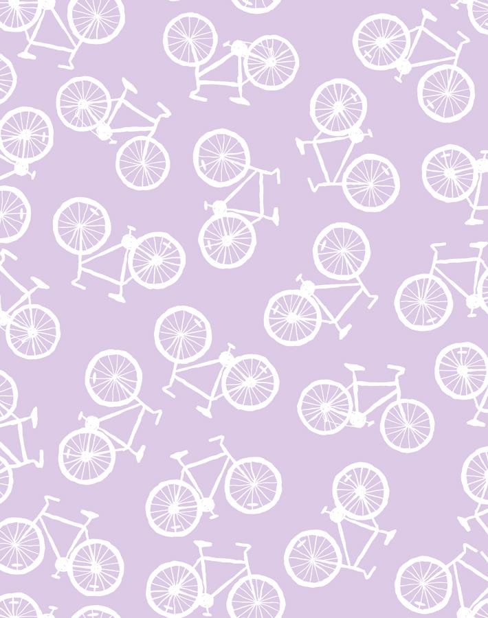 'bicycles' Wallpaper By Tea Collection - Lavender