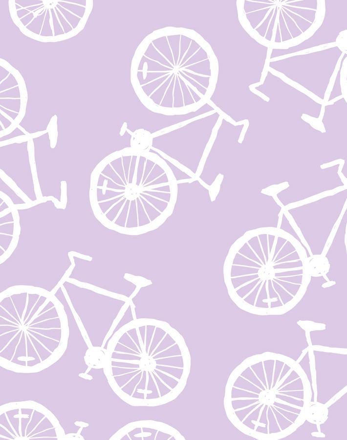 'bicycles' Wallpaper By Tea Collection - Lavender