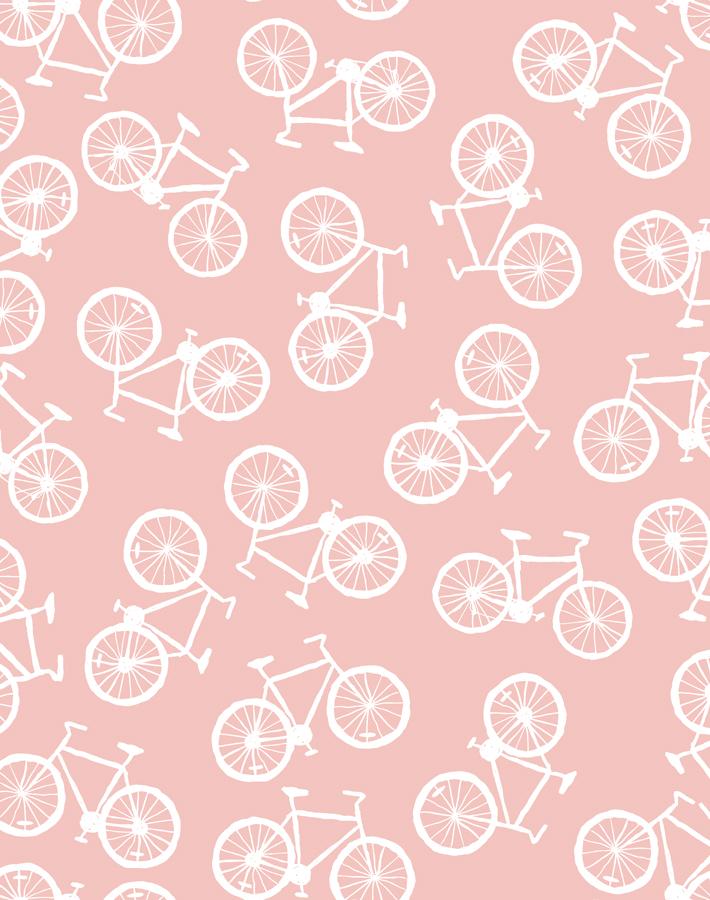 'bicycles' Wallpaper By Tea Collection - Pink