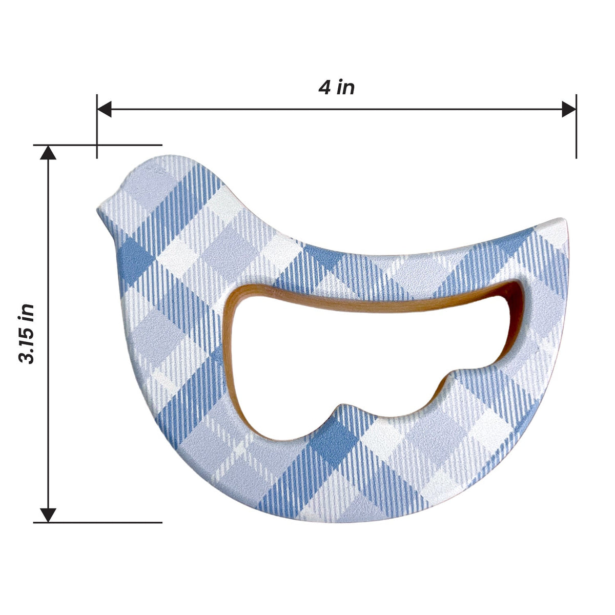 Solid Maple Wood Bird Rattle & Teether (blue Plaid) – Natural Wooden Baby Toy | Made In The Usa 🇺🇸