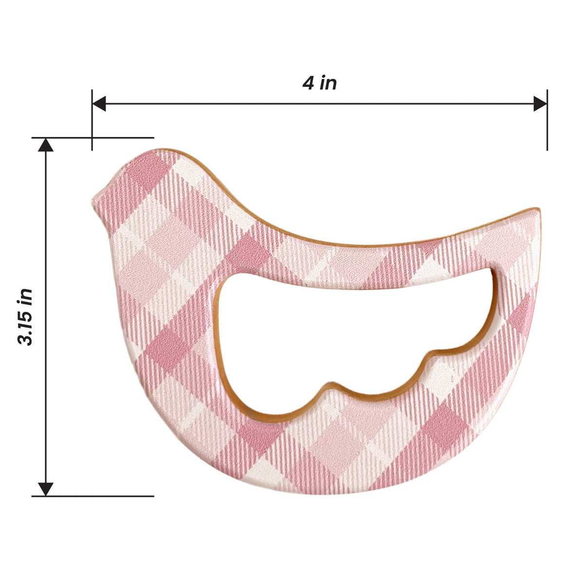Solid Maple Wood Bird Rattle & Teether (pink Plaid) – Natural Wooden Baby Toy | Made In The Usa 🇺🇸