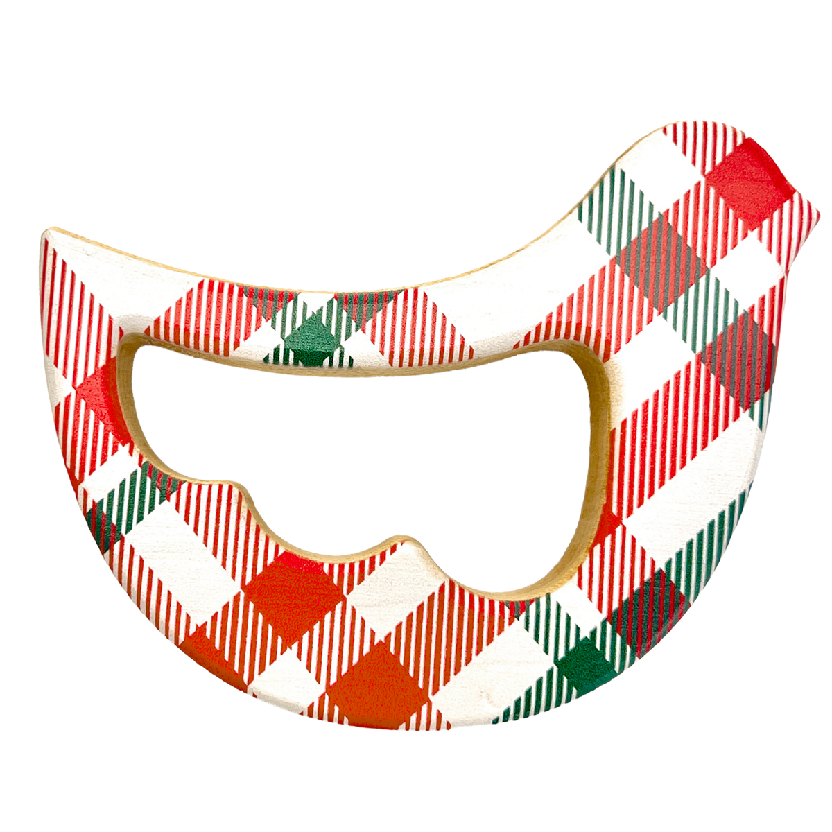 Solid Maple Wood Bird Rattle & Teether (christmas Plaid) – Natural Wooden Baby Toy | Made In The Usa 🇺🇸