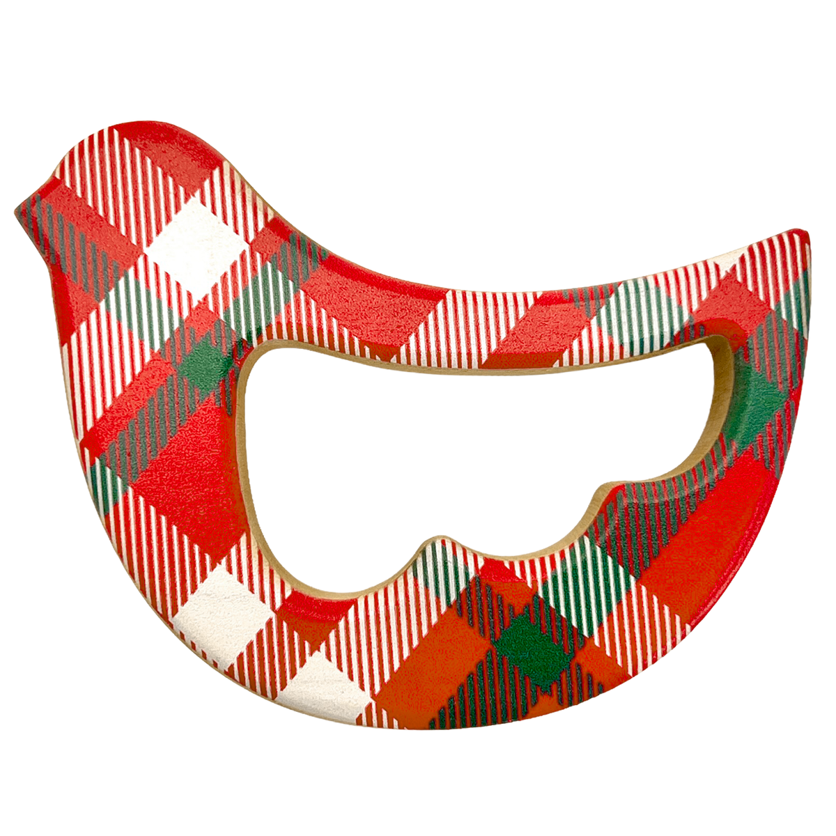 Solid Maple Wood Bird Rattle & Teether (christmas Plaid) – Natural Wooden Baby Toy | Made In The Usa 🇺🇸