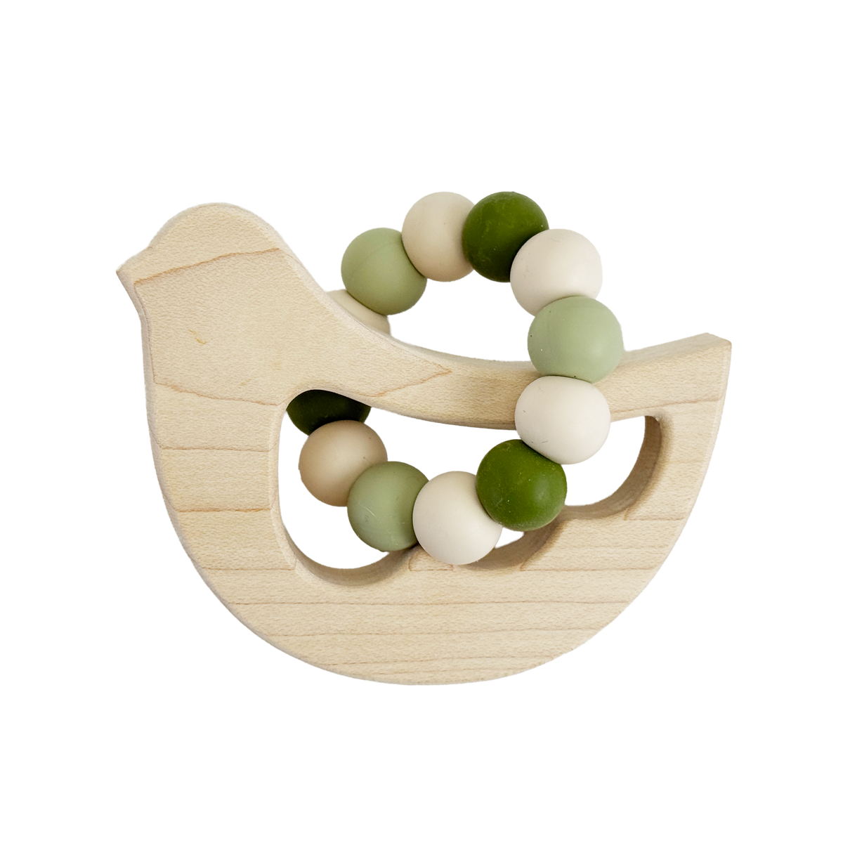Silicone Bead Teether With Organic Cotton Bag - Bird | Made In The Usa 🇺🇸