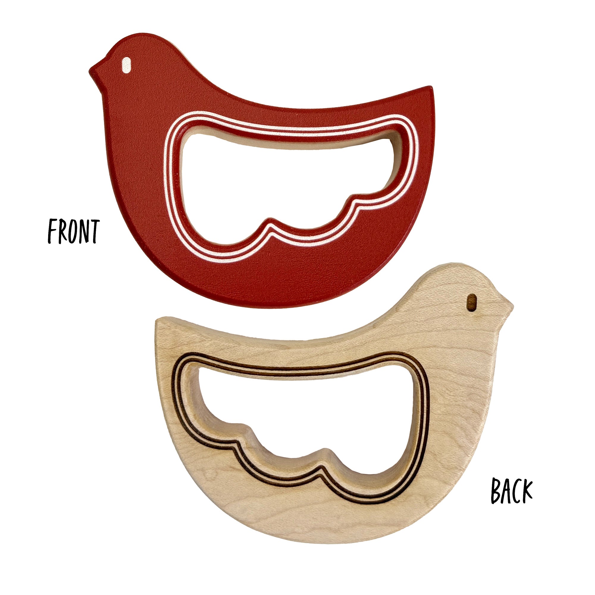 Solid Maple Wood Bird Rattle &amp; Teether – Natural Wooden Baby Toy | Madei In The