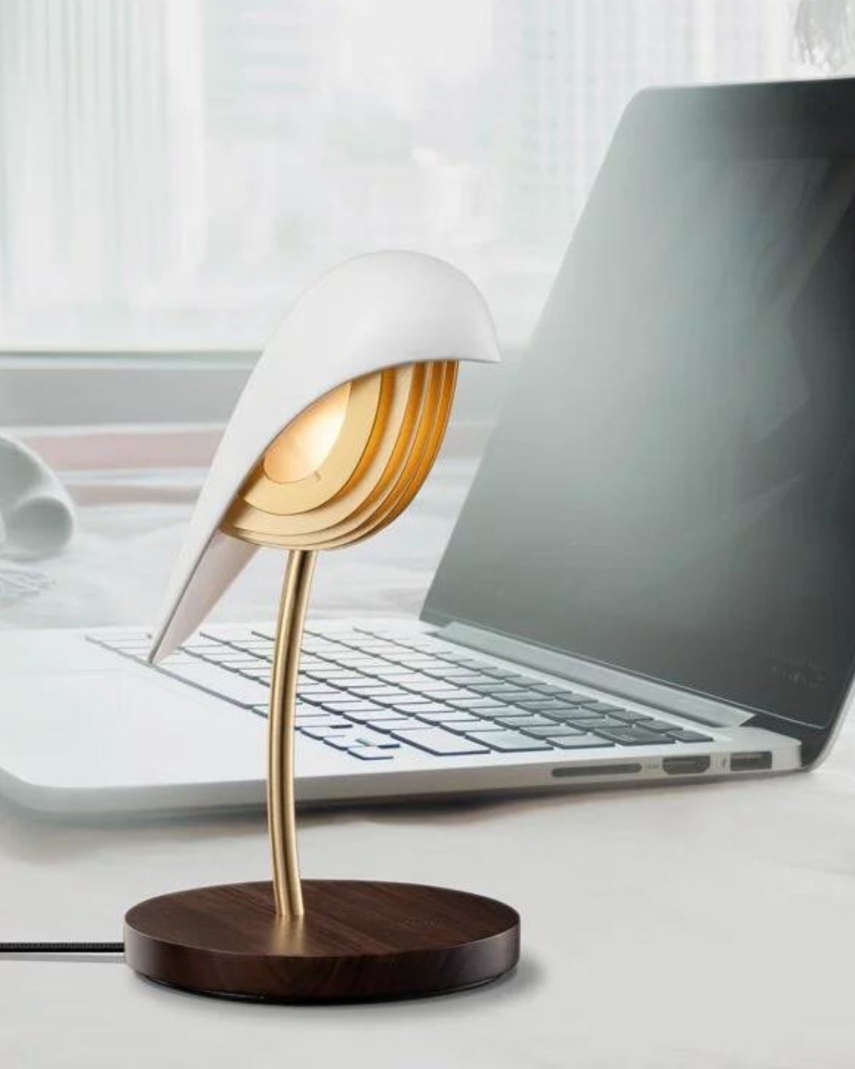 Desk Lamp Bird Ivory White