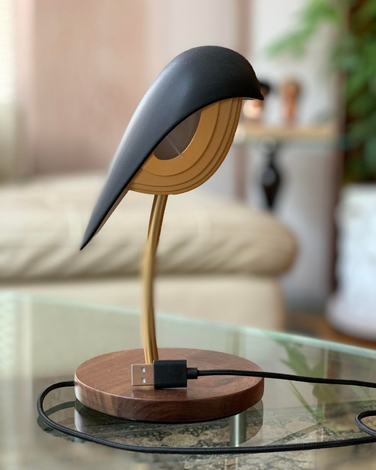 Desk Lamp Bird Ivory White