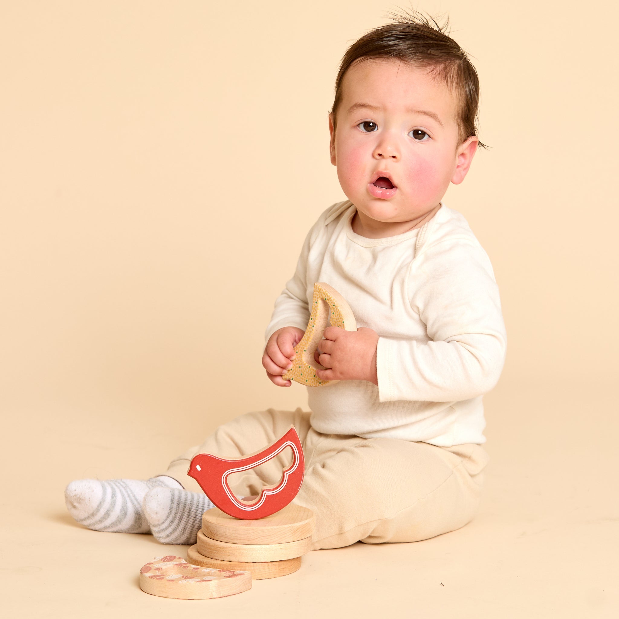 Solid Maple Wood Bird Rattle &amp; Teether – Natural Wooden Baby Toy | Madei In The