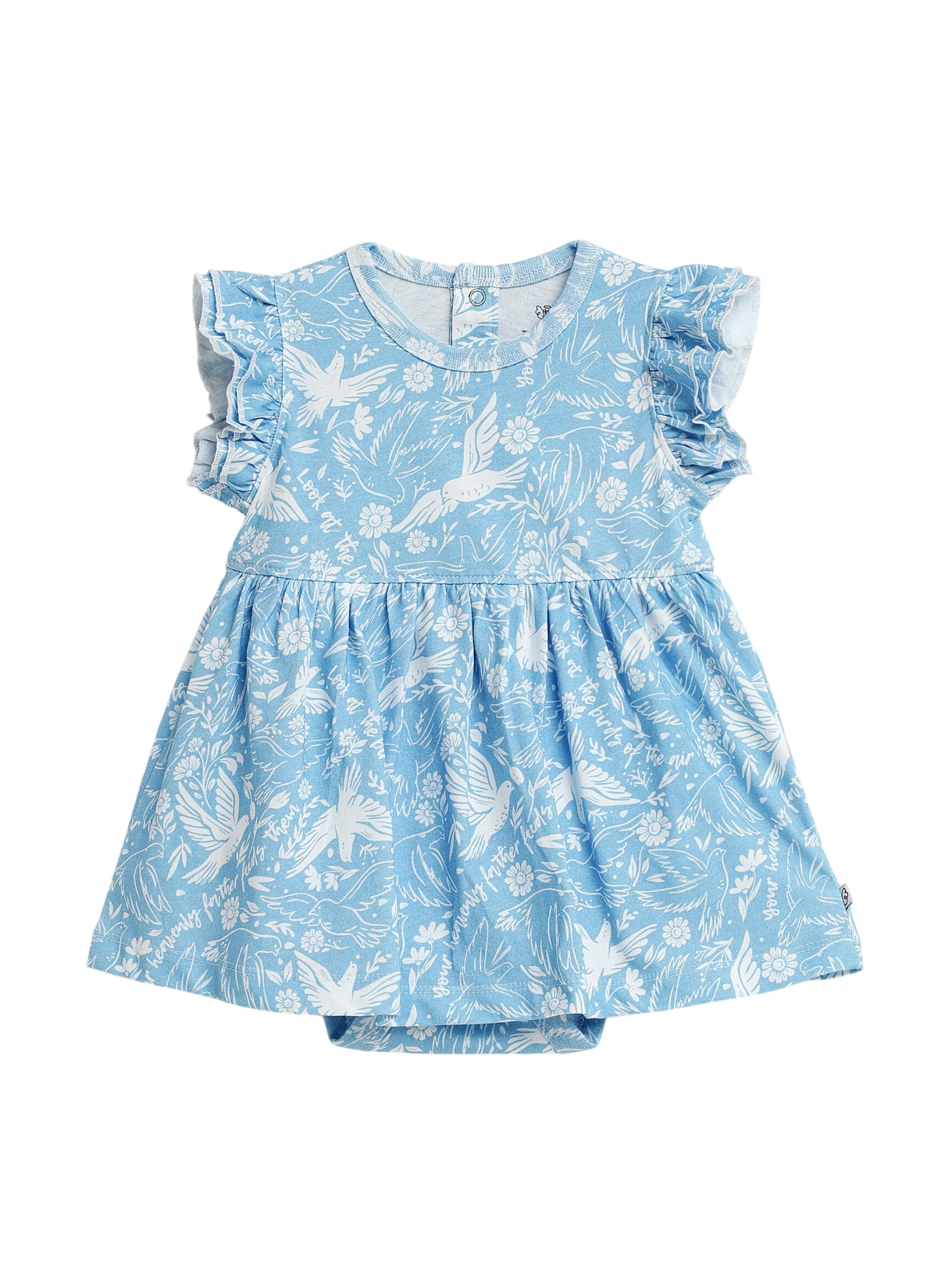 Birds Of The Air Short Sleeve Twirl Dress Bodysuit Cotton
