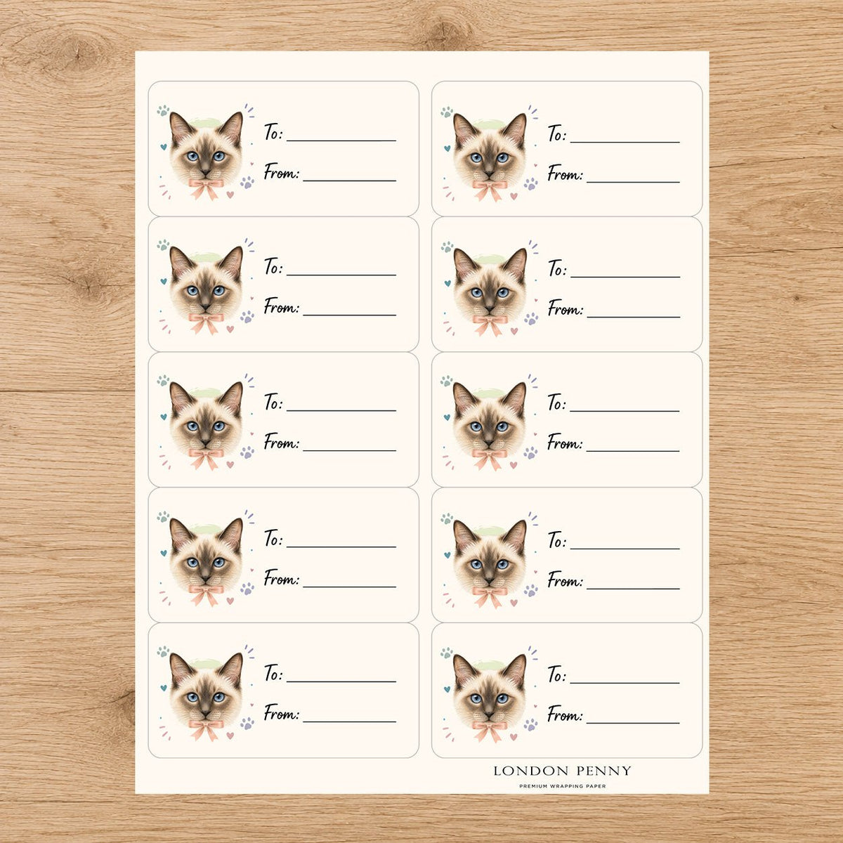 Birman Purrfectly Yours Gift Tag Sticker Sheet