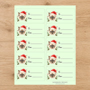 Birman Santa Paws Gift Tag Sticker Sheet