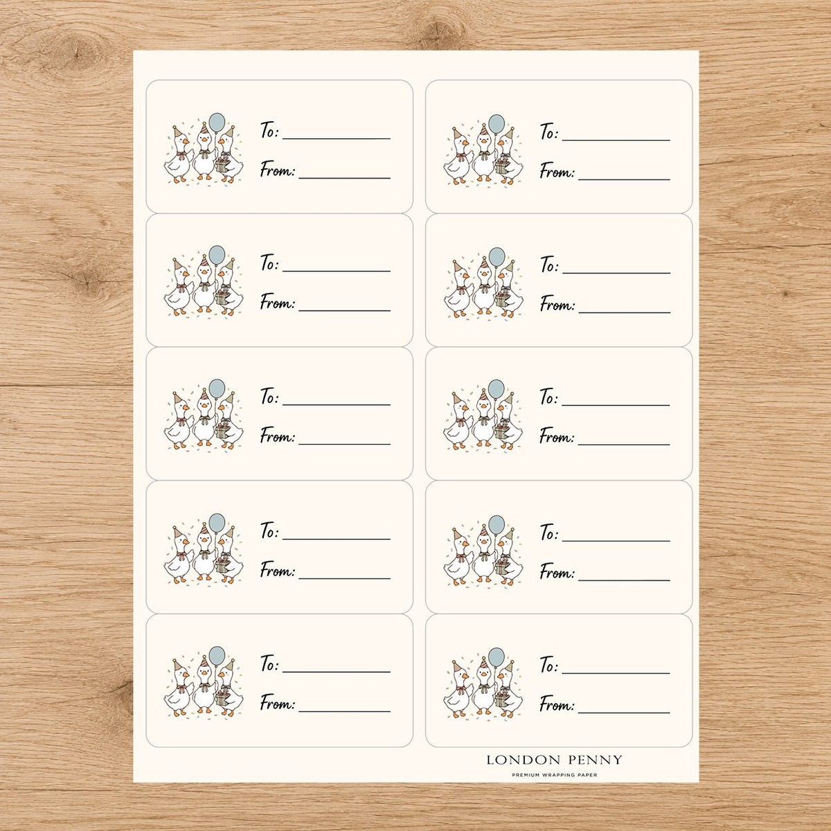 Birthday Waddle Soft Gift Tag Sticker Sheet